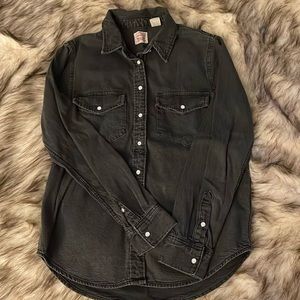 Women’s Small Black Denim Button Down Shirt